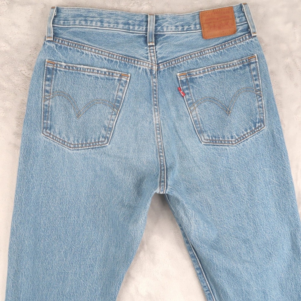 Levis Jeans Womens 28 Fits 28x26 Blue 501 Crop Button Fly Premium High Rise